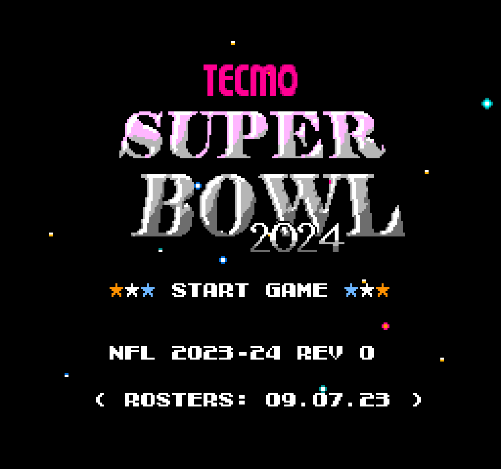 Tecmo Super Bowl 2024 Presented by  -  Official  Yearly ROMs - TBORG